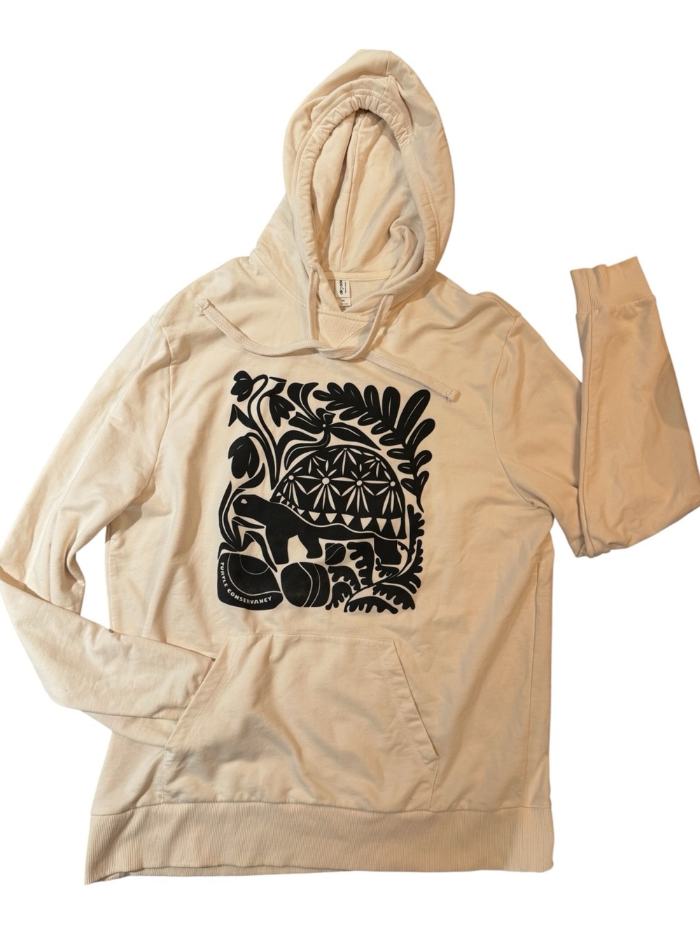 NWOT Organic French Terry Pullover Cream Hoodie for WORLD TURTLE DAY! Men's XL🐢 - Picture 2 of 9